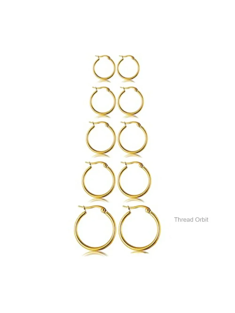 5-10 Pairs Stainless Steel Hoop Earrings Set Hypoallergenic Lightweight Thin